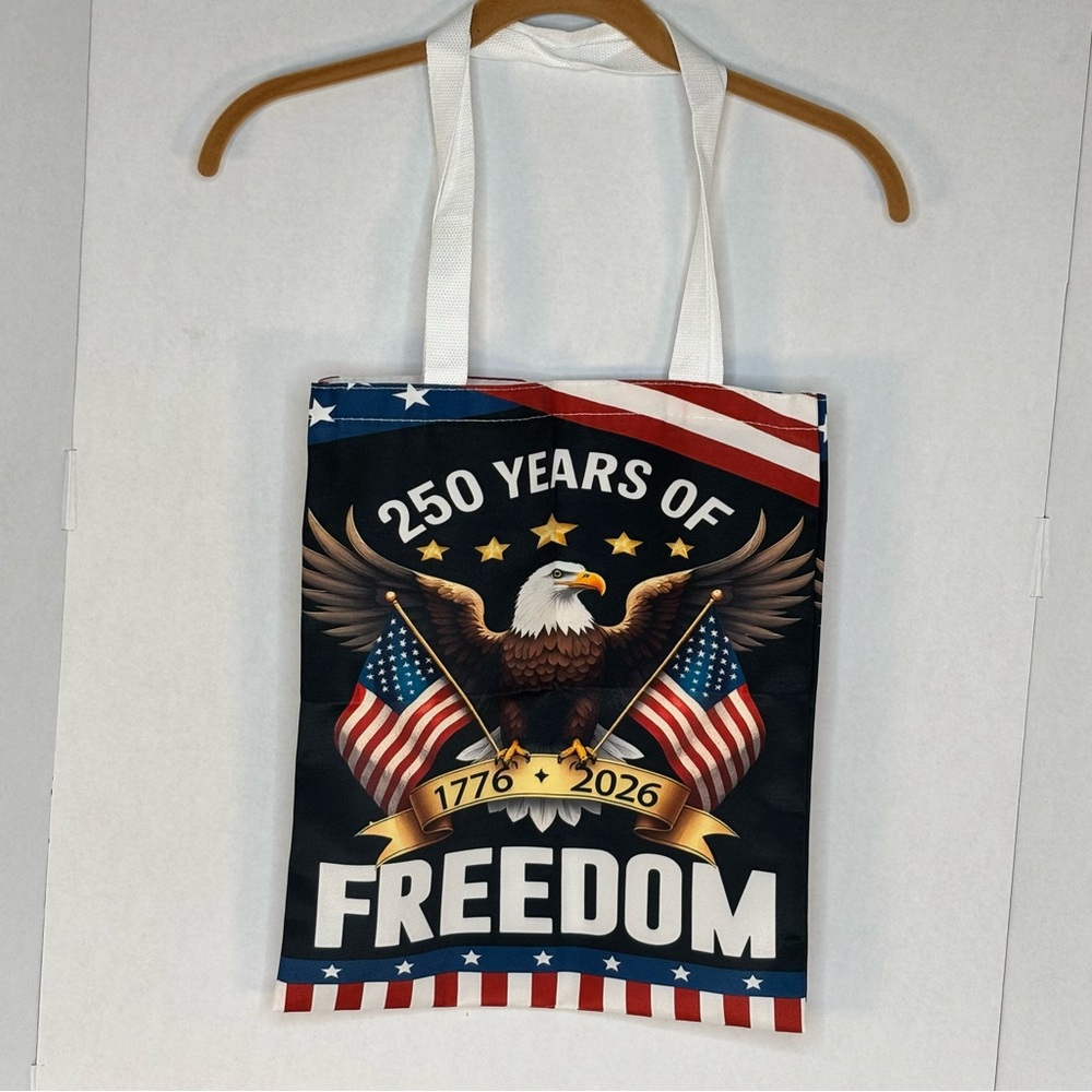 Freedom Eagle Patriotic Tote Bag - Blue/Red. Unisex